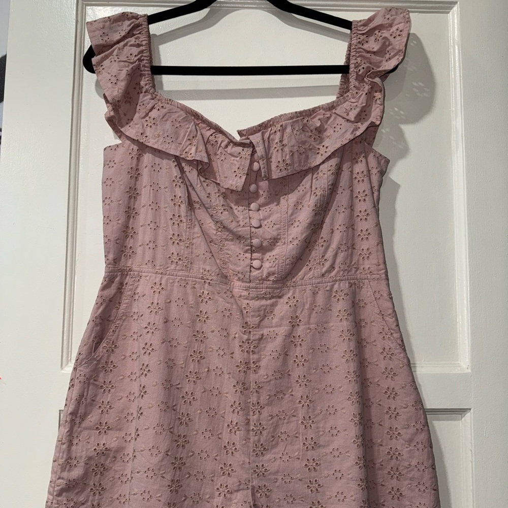 Pink Ruffled Eyelet Romper